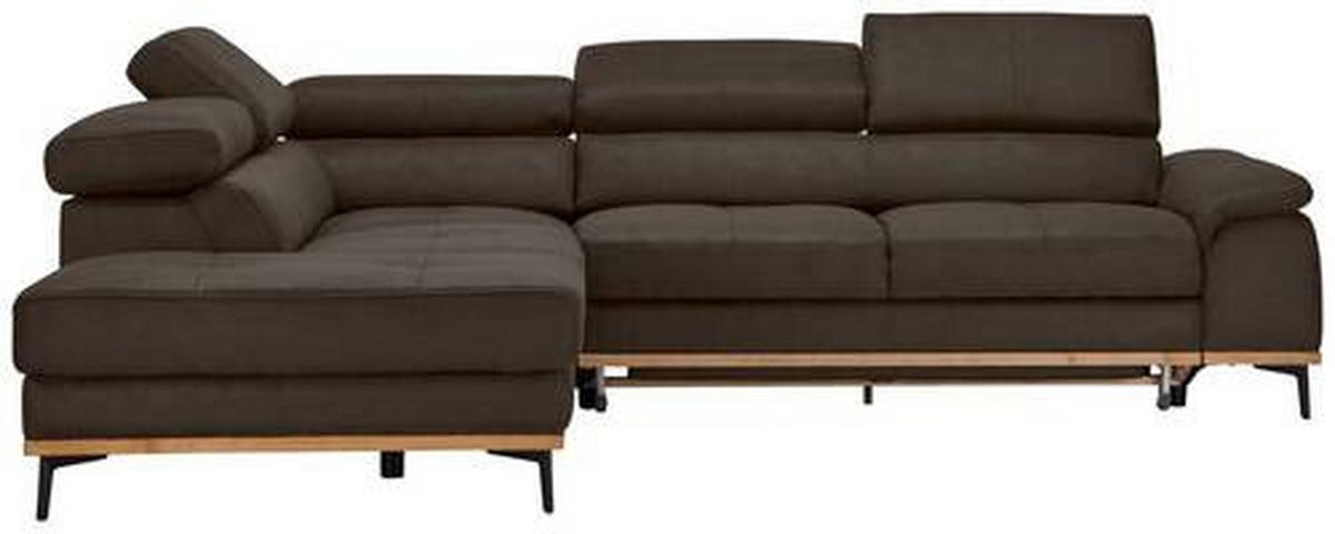 ECKSOFA in Lederlook Anthrazit  226/282 cm  - Anthrazit/Schwarz, Natur, Holz/Textil (226/282cm) - Novel