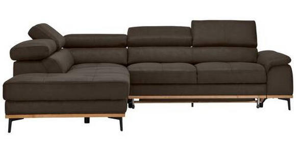 ECKSOFA in Lederlook Anthrazit  - Anthrazit/Schwarz, Natur, Holz/Textil (226/282cm) - Novel