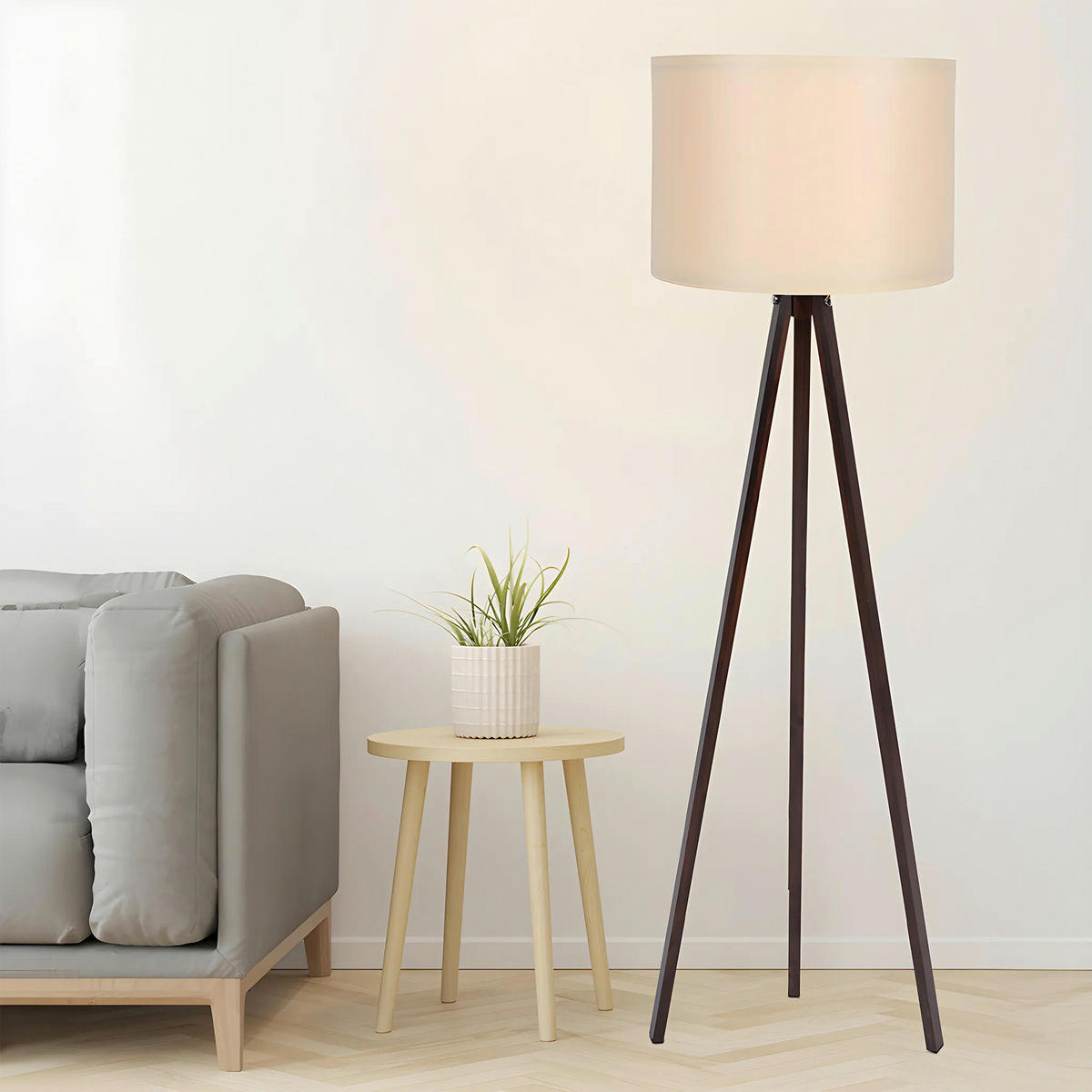 STEHLEUCHTE 38/145 cm    - Walnussfarben, Design, Holzwerkstoff/Kunststoff (38/145cm) - P & B