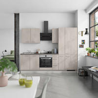 KÜCHENBLOCK Riva 270 cm  in Grau, Schieferfarben  - Schieferfarben/Edelstahlfarben, MODERN, Holzwerkstoff/Metall (270cm) - Nobilia