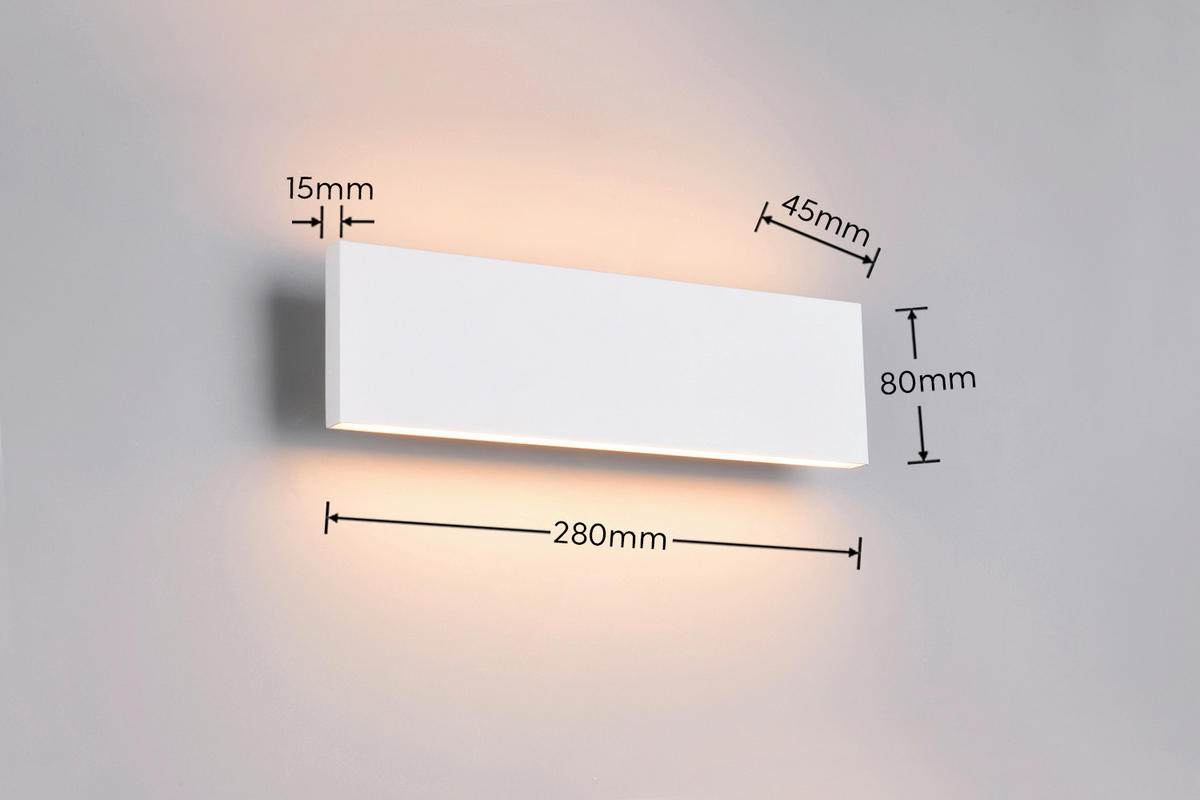 LED-WANDLEUCHTE - Weiss, Design, Kunststoff/Metall (28/8/4,5cm) - Novel