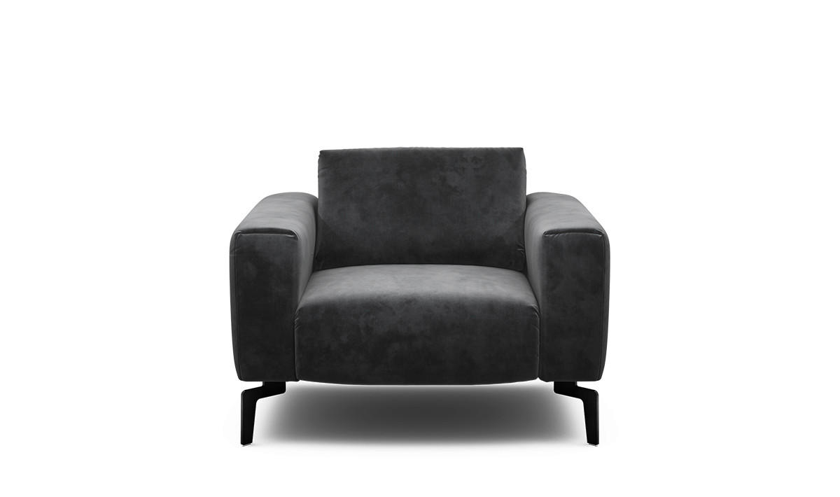 SESSEL in Samt Anthrazit  - Anthrazit/Schwarz, Design, Textil/Metall (110/85/86-94cm) - SENSOO