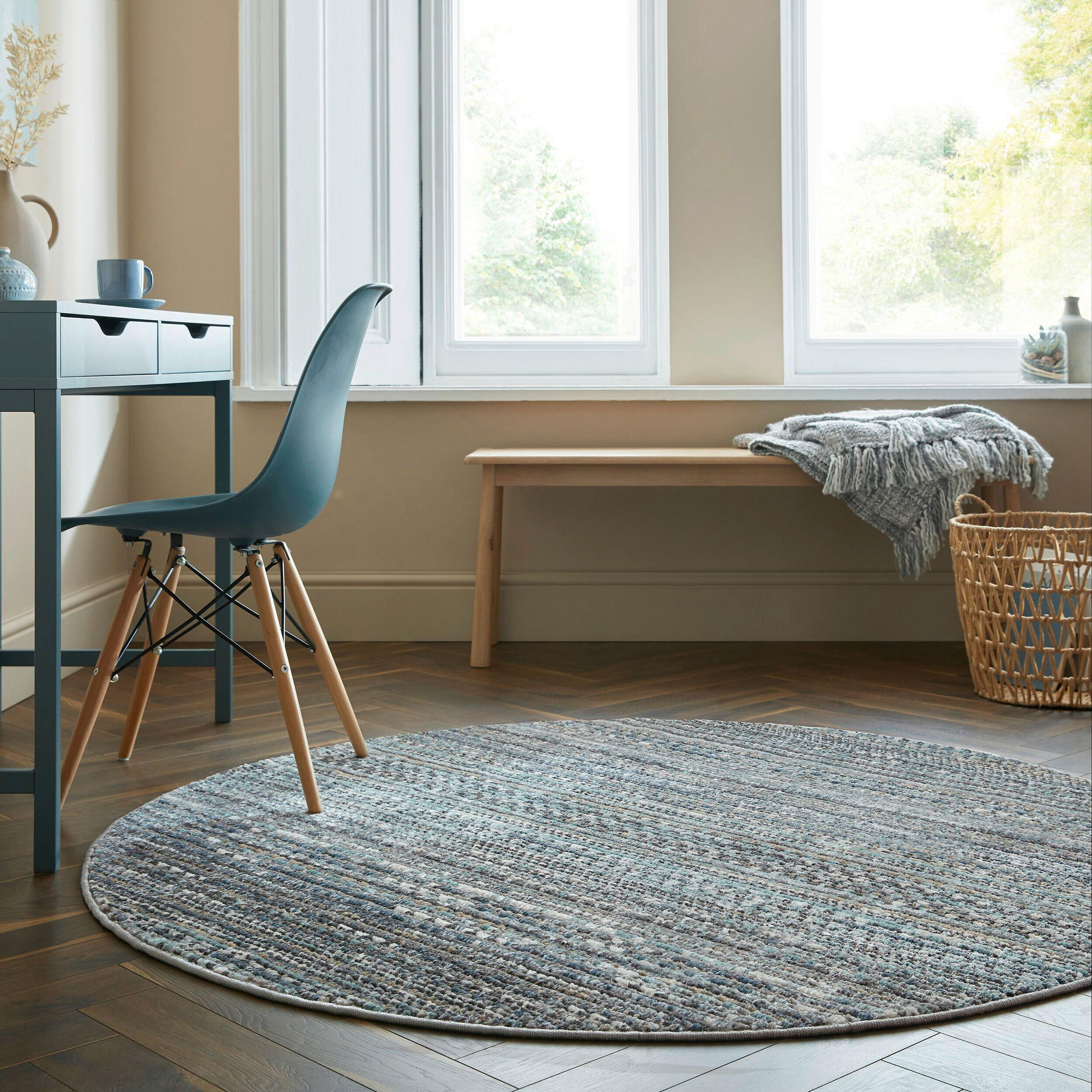 FLACHWEBETEPPICH 140 cm Santiago Blau  - Blau, Basics, Textil (140cm) - Xora
