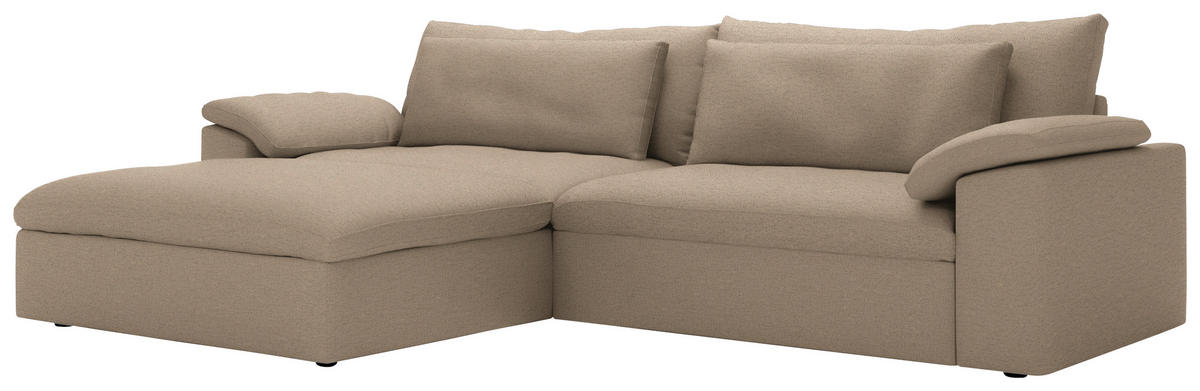 ECKSOFA Flachgewebe Beige  - Beige/Schwarz, Modern, Kunststoff/Textil (198/306cm) - Carryhome