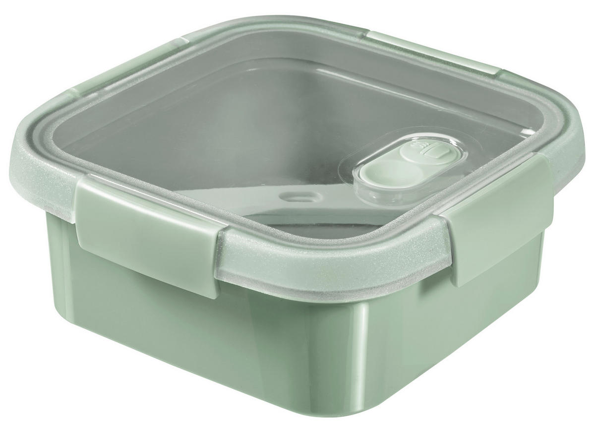 ÉTELTÁROLÓ DOBOZ  0,7 l  - áttetsző/zöld, Basics, műanyag (20.3/15.4/5.2cm)