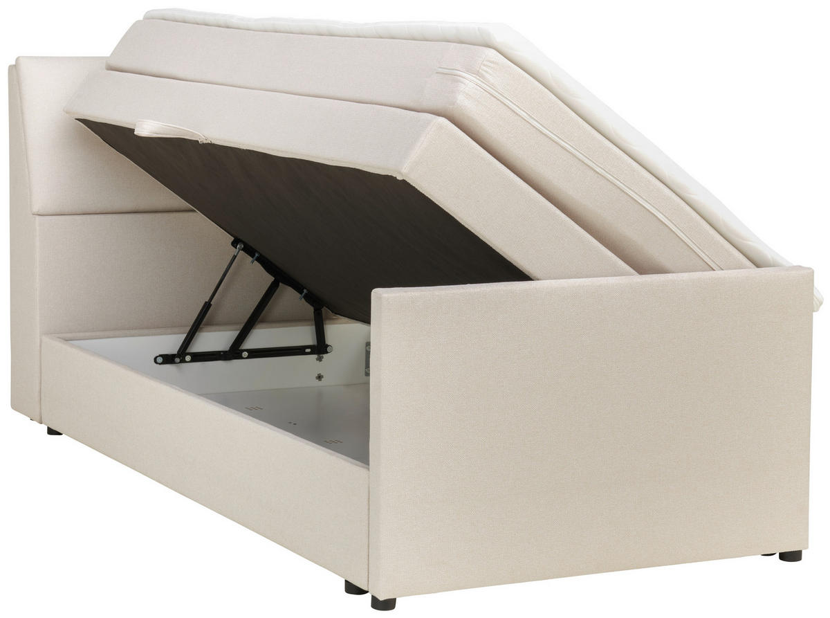 BOXSPRINGBETT 120/200 cm  in Creme  - Creme/Schwarz, Modern, Holz/Textil (120/200cm) - MID.YOU