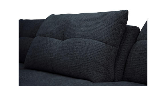 ECKSOFA Dunkelblau Chenille Armlehnenkissen, Rücken echt, Sitztiefenverstellung  - Schwarz/Dunkelblau, KONVENTIONELL, Textil/Metall (215/313cm) - Hom`in