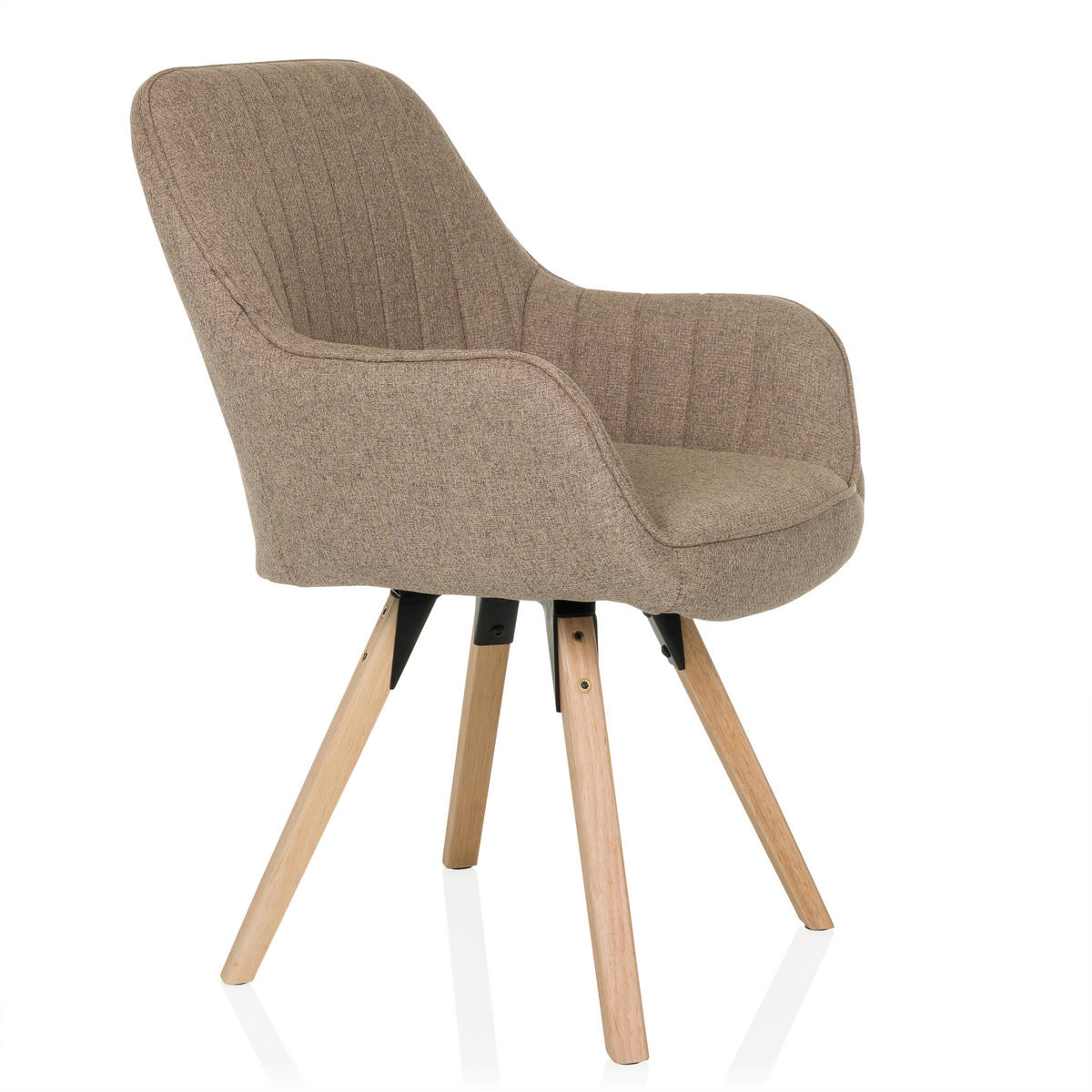 ARMLEHNSTUHL   Flachgewebe  Beige  - Beige/Buchefarben, MODERN, Holz/Textil (56/84/62cm) - MID.YOU