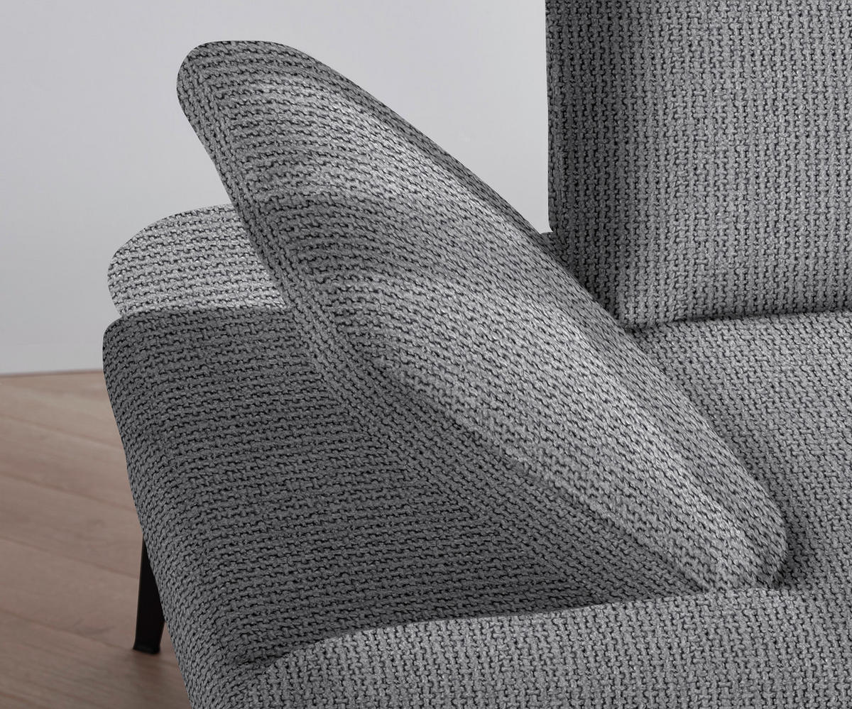 ECKSOFA Grau Webstoff  - Schwarz/Grau, Design, Textil/Metall (289/180cm) - Stylife