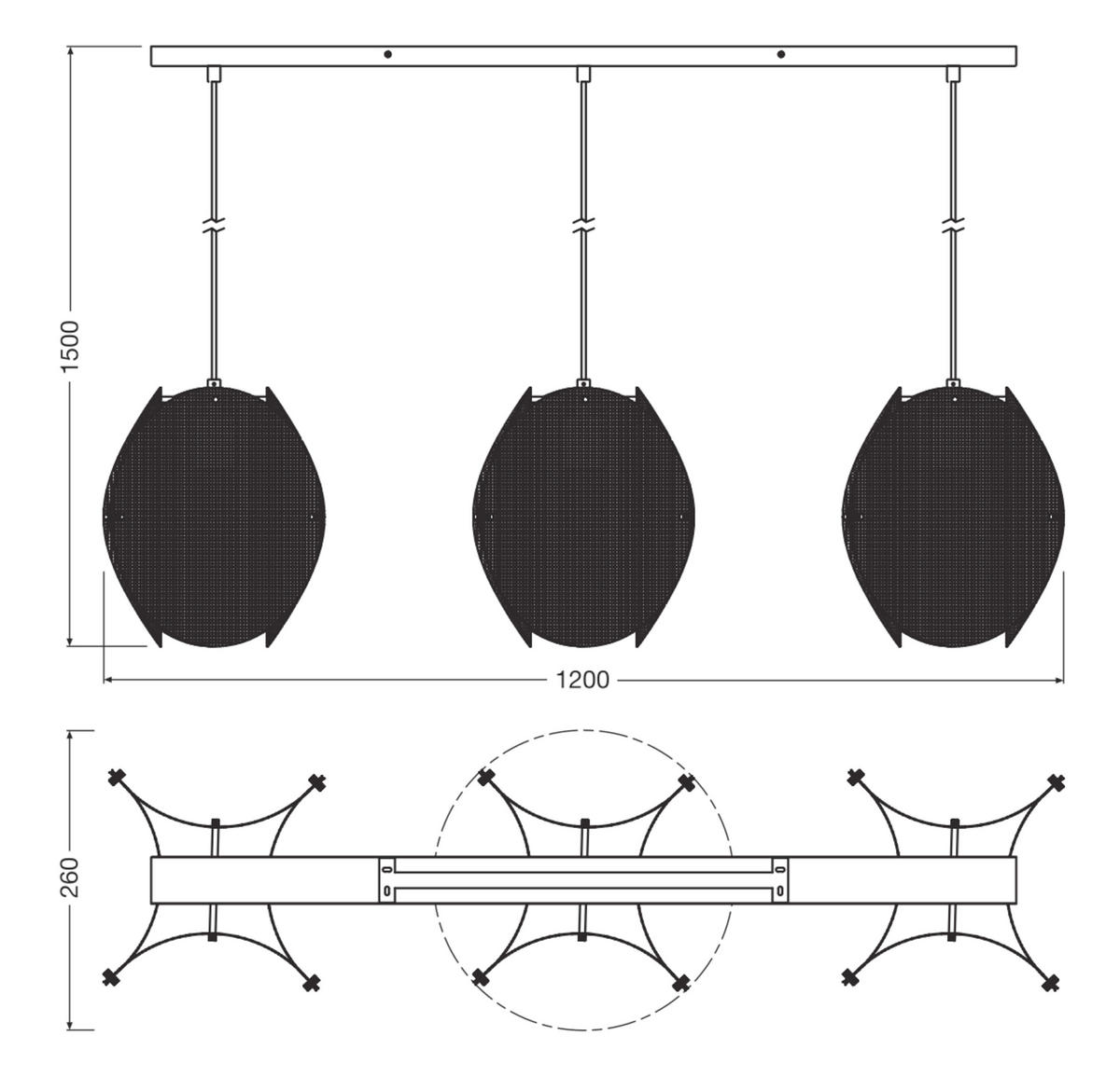 HÄNGELEUCHTE Modern 120/26/150 cm    - Goldfarben, Design, Metall (120/26/150cm) - Osram