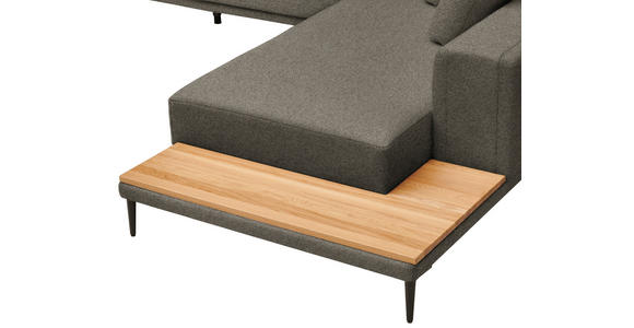 ECKSOFA  in Leinwand Dunkelbraun  318/271 cm  - Dunkelbraun/Schwarz, Design, Textil/Metall (318/271cm) - Belluti