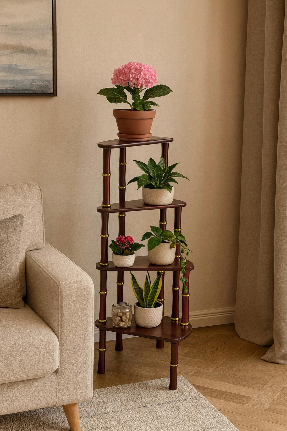 BLUMENTISCH Holzwerkstoff, Holz Kautschukholz  - Kirschbaumfarben, Design, Holz/Holzwerkstoff (40/40/65cm) - MID.YOU