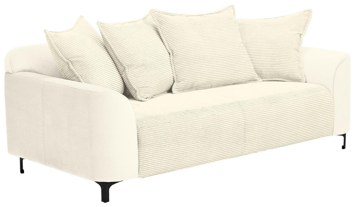 2,5-SITZER  in Cord, Velours Creme  - Creme/Schwarz, KONVENTIONELL, Textil/Metall (200/84/99cm) - Carryhome