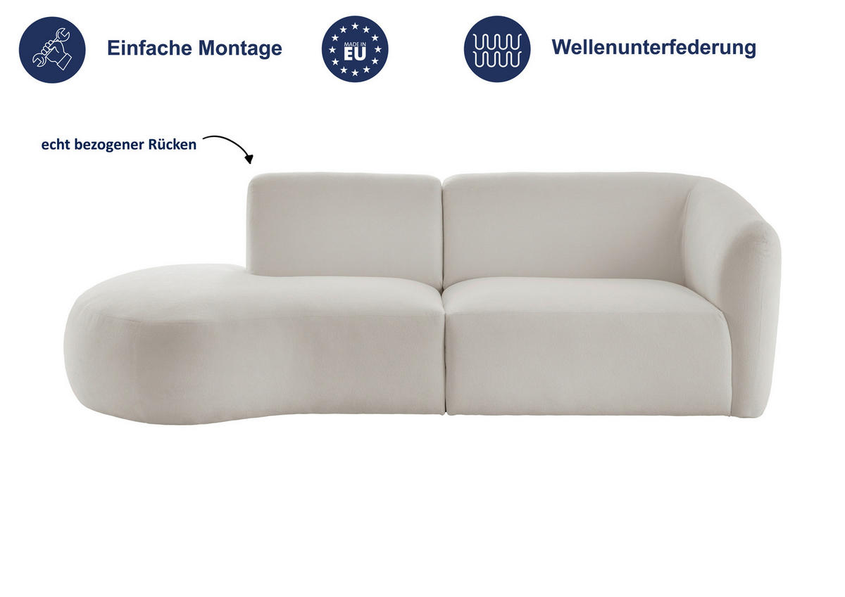 ECKSOFA in Mikrofaser Silberfarben  - Silberfarben/Schwarz, Modern, Kunststoff/Textil (238/107cm) - Livetastic