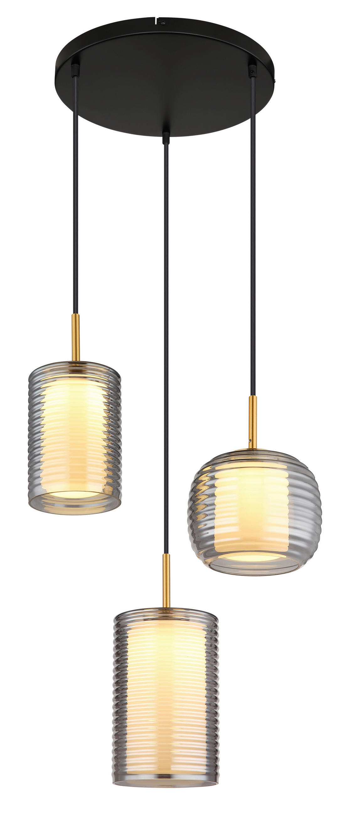 LED-HÄNGELEUCHTE 50/150 cm  - Messingfarben/Schwarz, Design, Glas/Metall (50/150cm) - Globo