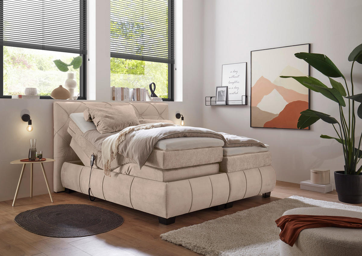 KONTINENTALSÄNG 180/200 cm  i brun  - brun/svart, Modern, trämaterial/textil (180/200cm) - MID.YOU