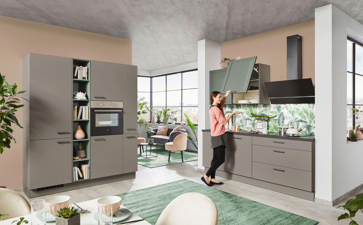 ECKKÜCHE 180/220 cm  in Grau, Grün, Taupe  - Taupe/Grau, Design, Holzwerkstoff (180/220cm) - Celina