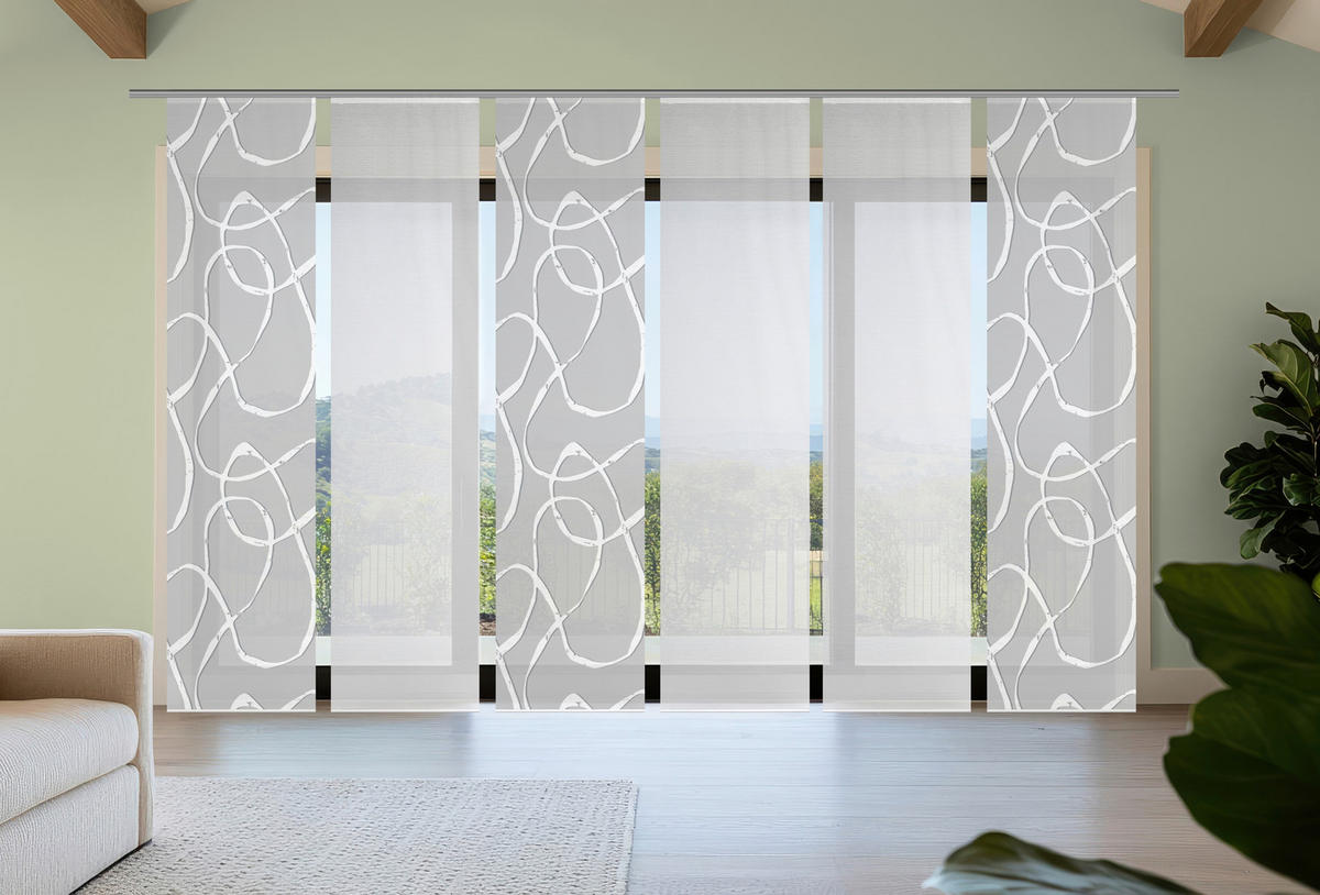 FLÄCHENVORHANG  6 Stück  blickdicht  60/260 cm   - Hellgrau/Weiß, KONVENTIONELL, Textil (60/260cm)
