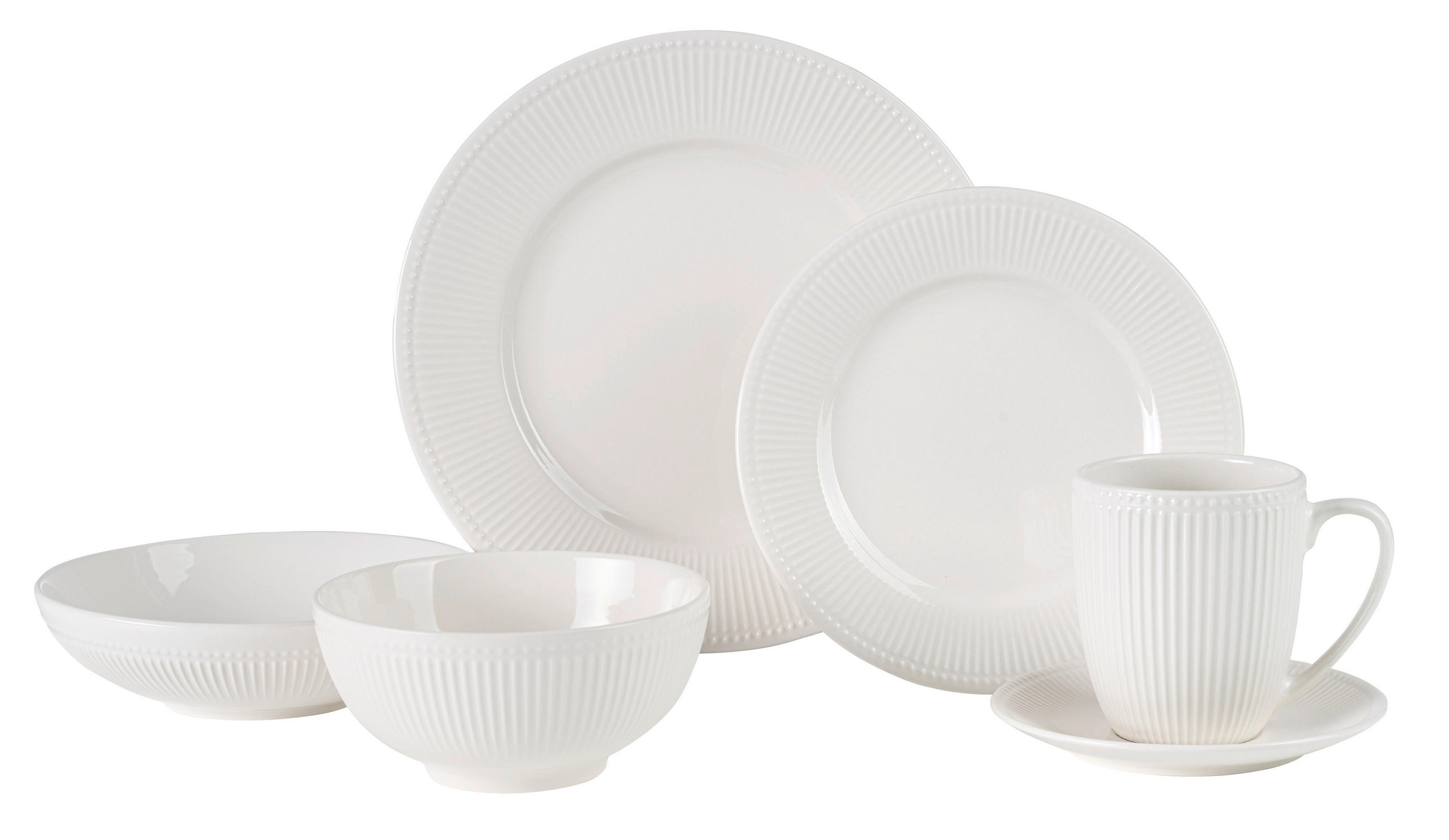 KOMBINOVANÝ SERVIS 24-dielne, kamenina keramika  - biela, Konventionell, keramika - Landscape