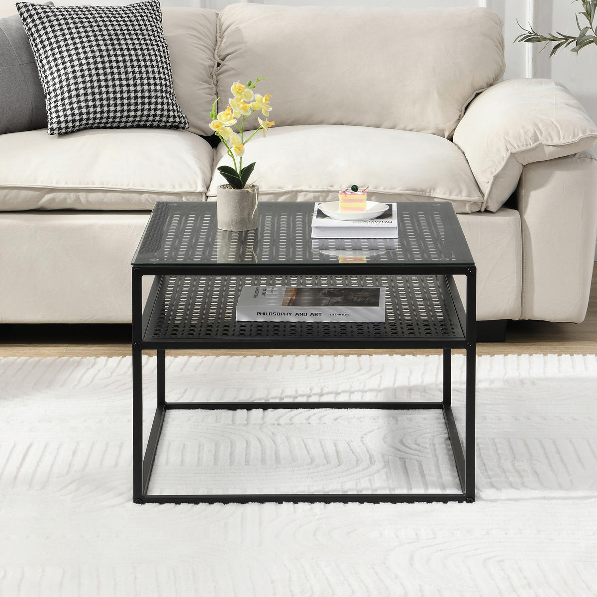 COUCHTISCH in Glas 60/60/45 cm  - Schwarz, Design, Glas/Metall (60/60/45cm) - MID.YOU