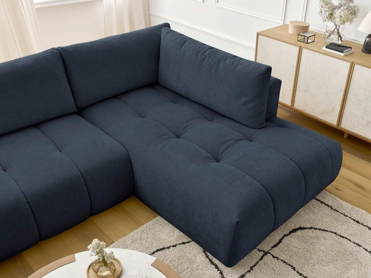 WOHNLANDSCHAFT  FUJI  Dunkelblau Leinenoptik  - Schwarz/Dunkelblau, MODERN, Kunststoff/Textil (160/377/204cm)