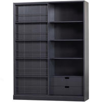 VITRINE in massiv Kiefer Schwarz  - Schwarz, Design, Holz (150/200/46,5cm) - Livetastic
