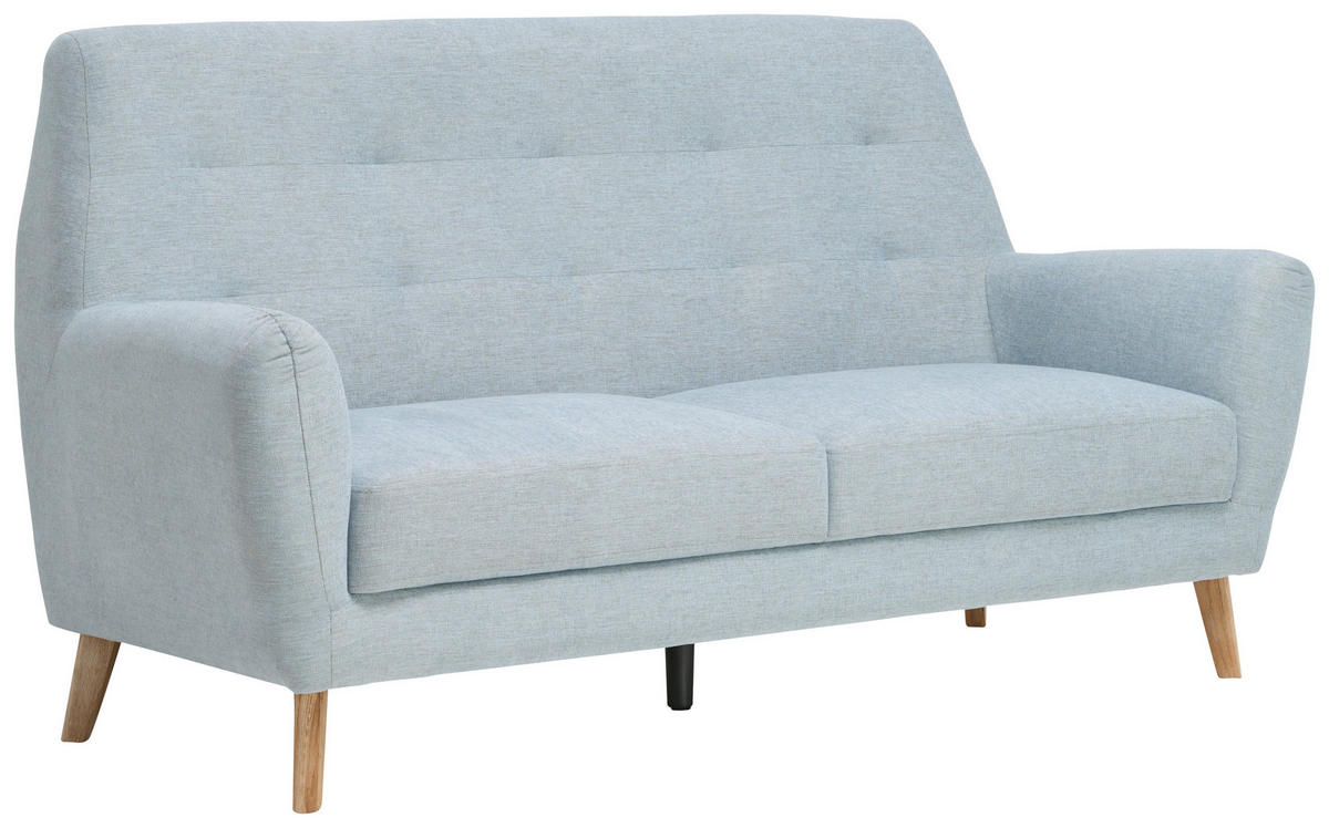 3-SITZER-SOFA in Webstoff Blau  - Blau/Eichefarben, Design, Holz/Kunststoff (200/105/84cm) - Carryhome