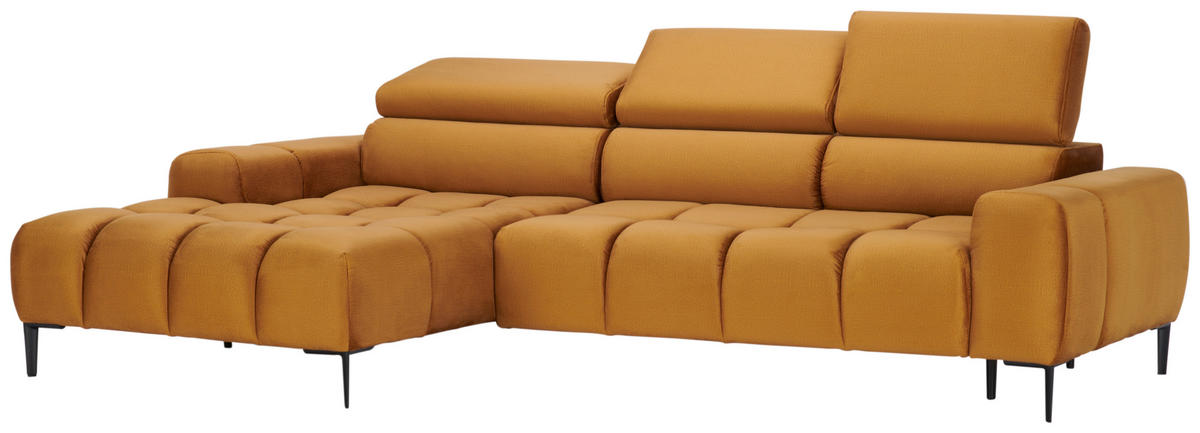 ECKSOFA Currygelb Webstoff  - Currygelb/Schwarz, Design, Textil/Metall (177/270cm) - Welnova