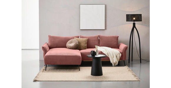 ECKSOFA in Chenille Altrosa  - Schwarz/Altrosa, KONVENTIONELL, Textil/Metall (164/255cm) - Carryhome