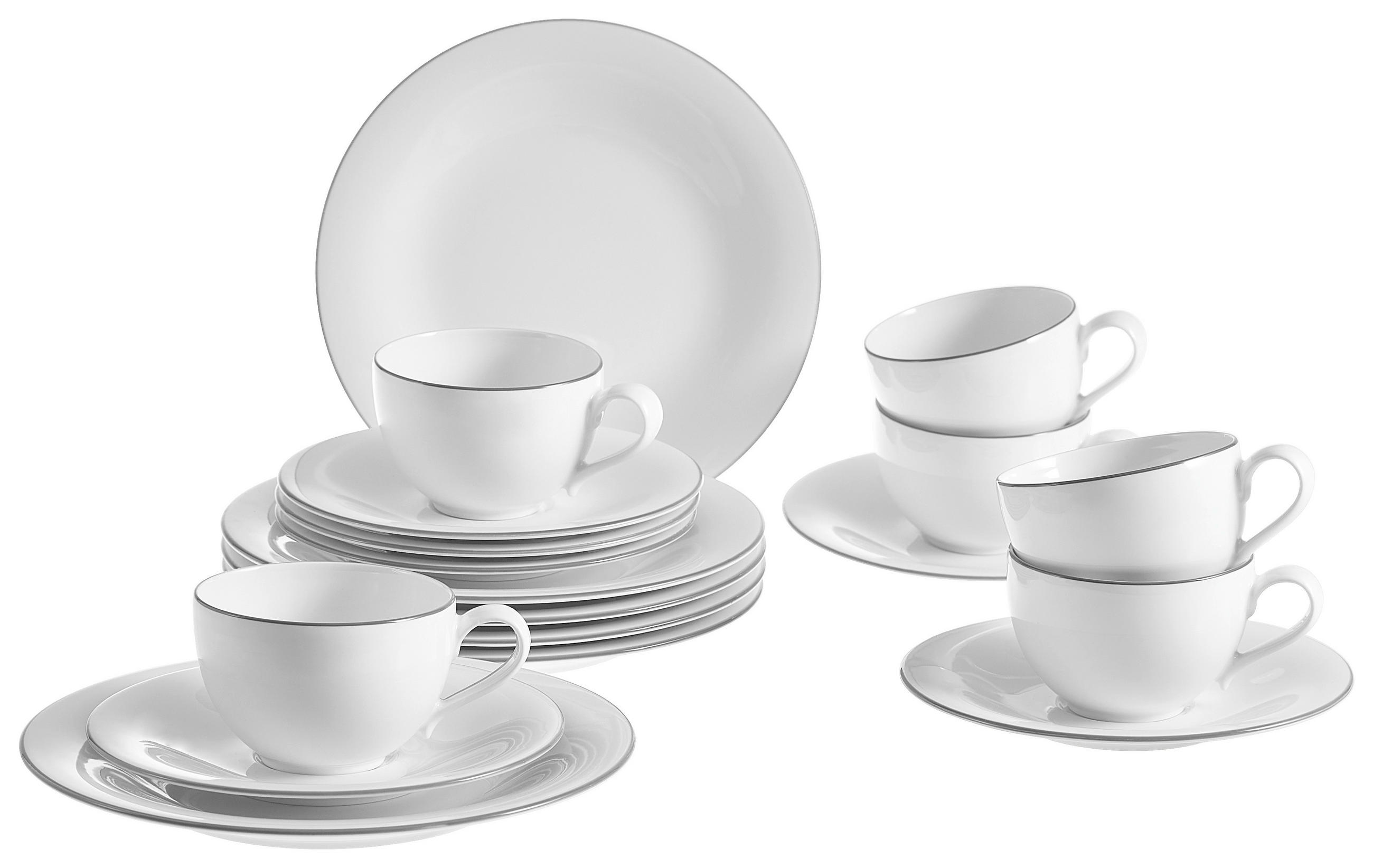 KAFFEESET Grau, Weiß Grey Lines 18-teilig  - Weiß/Grau, KONVENTIONELL, Keramik - Villeroy & Boch