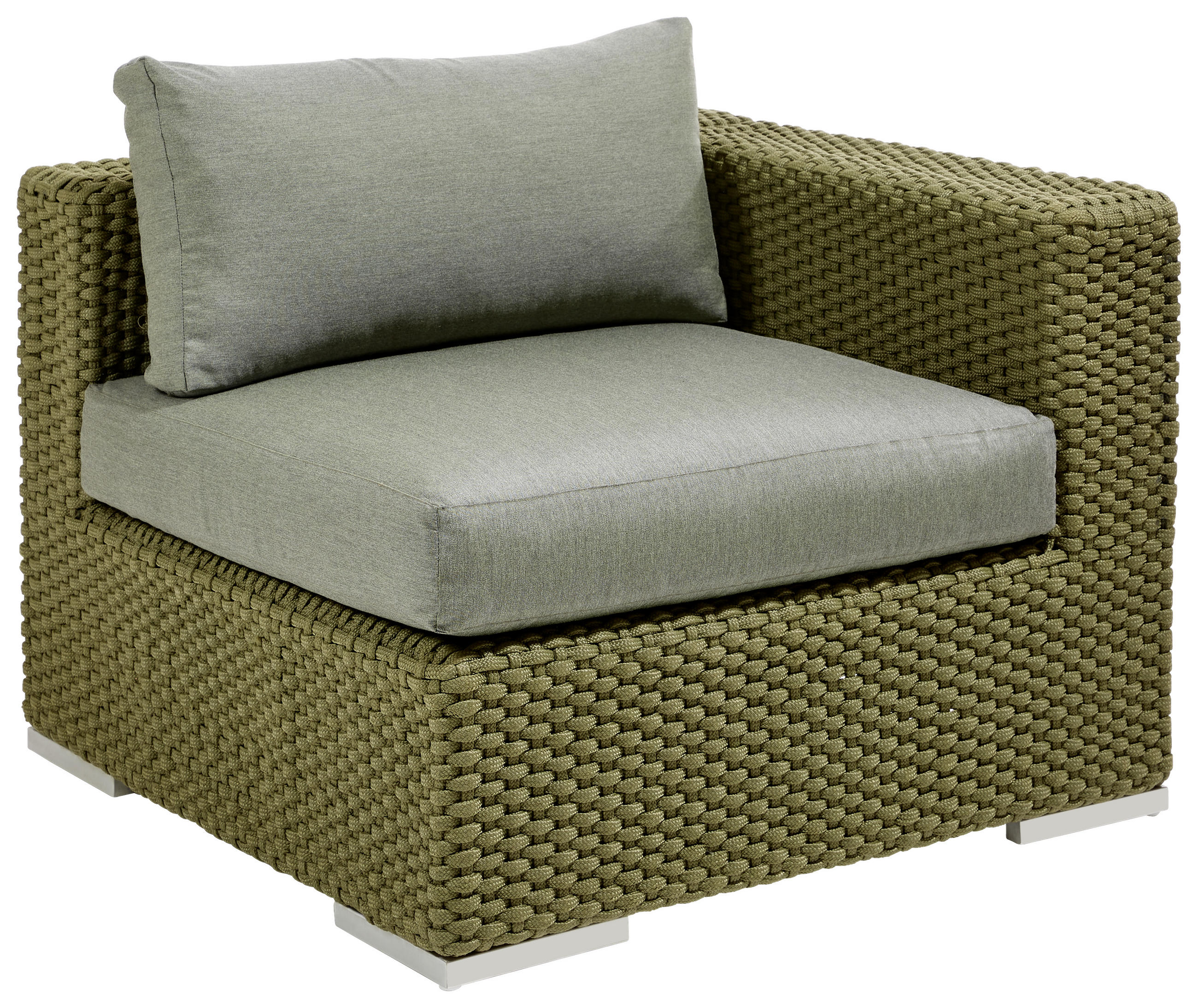 LOUNGEECKTEIL Olivgrün Aluminium - Olivgrün, MODERN, Kunststoff/Textil (90/64/90cm) - Jan Kurtz