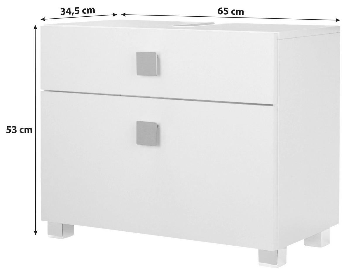 WASCHBECKENUNTERSCHRANK 65,0/53,0/34,5 cm  - Chromfarben/Weiß, MODERN, Holzwerkstoff/Metall (65,0/53,0/34,5cm) - MID.YOU