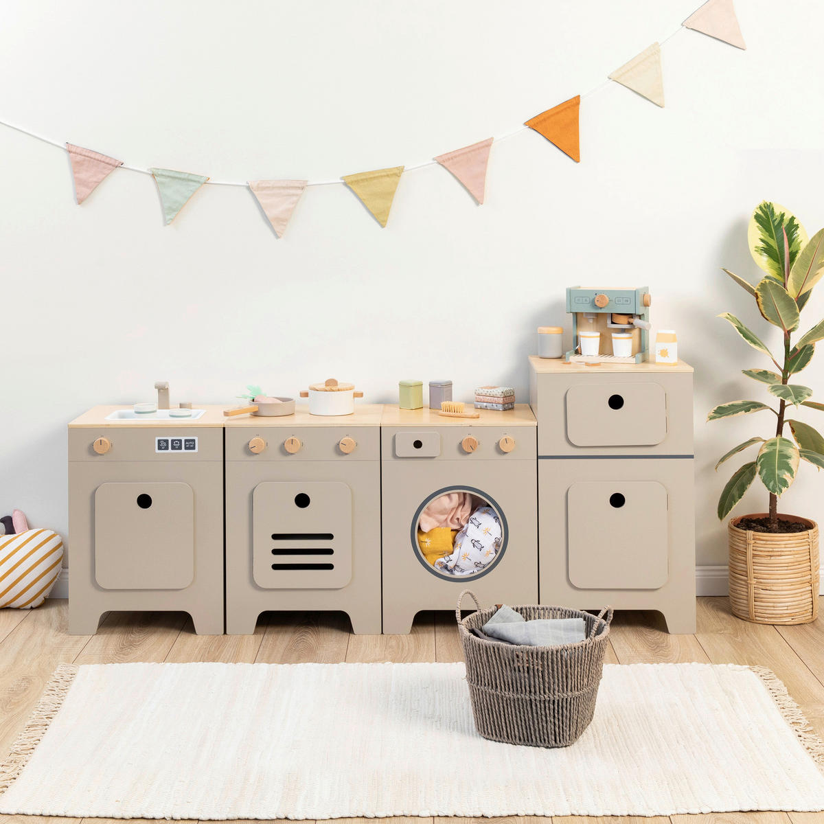 KINDERKÜCHE MIX & MATCH - Naturfarben/Grau, Basics, Holz/Holzwerkstoff (35/31,5/48cm) - MUSTERKIND
