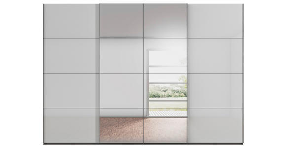 SCHWEBETÜRENSCHRANK  in Graphitfarben, Seidengrau  - Chromfarben/Seidengrau, Design, Glas/Holzwerkstoff (316/235/68cm) - Novel