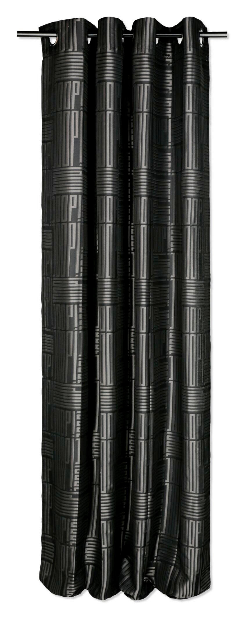 ÖSENSCHAL FINE BARS blickdicht 140/250 cm   - Schwarz, Basics, Textil (140/250cm) - Joop!
