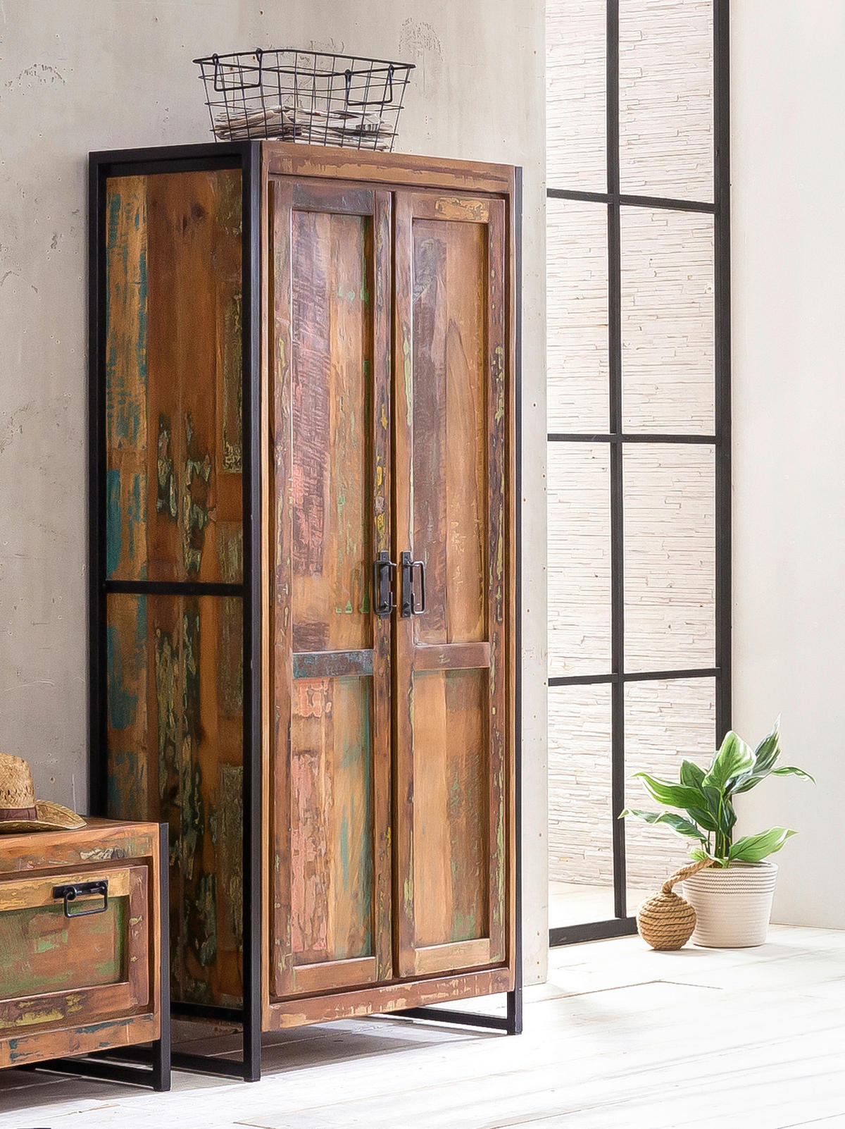 GARDEROBENSCHRANK  in 80/180/45 cm  - Multicolor/Schwarz, Design, Holz/Metall (80/180/45cm) - MID.YOU