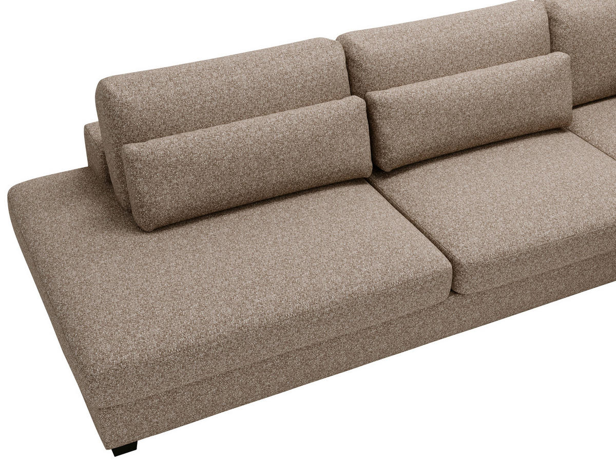 ECKSOFA in Plüsch, Bouclé Hellbraun  - Hellbraun/Schwarz, Design, Kunststoff/Textil (332/244cm) - Livetastic
