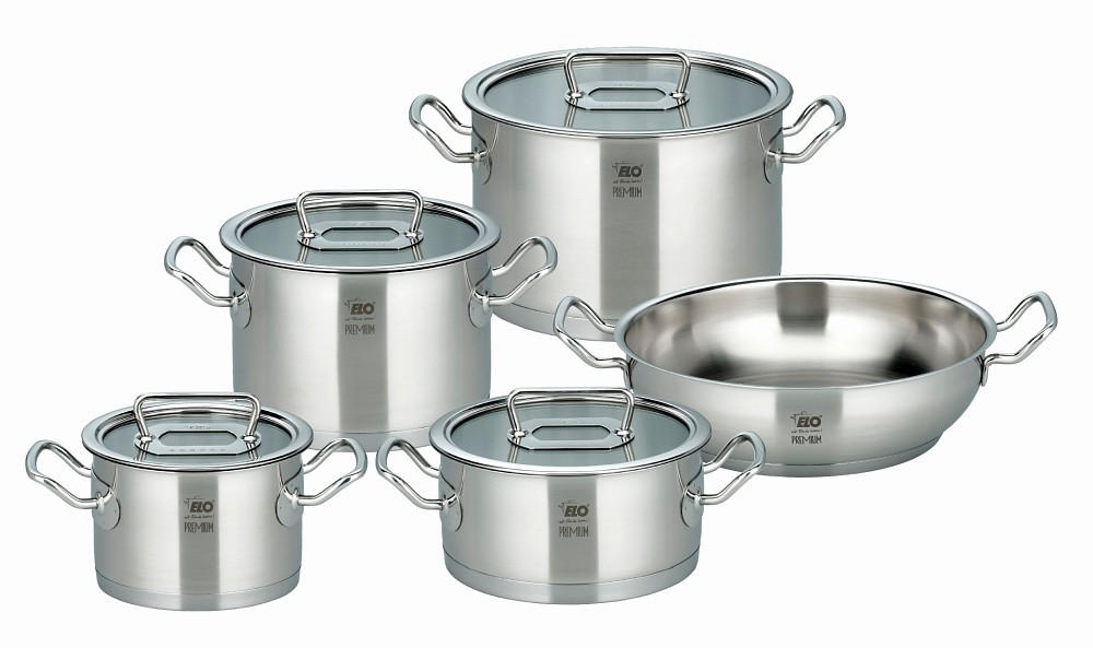KOCHTOPFSET ELO Gourmet Plus 6-teilig  - Edelstahlfarben/Transparent, Design, Glas/Metall - ELO