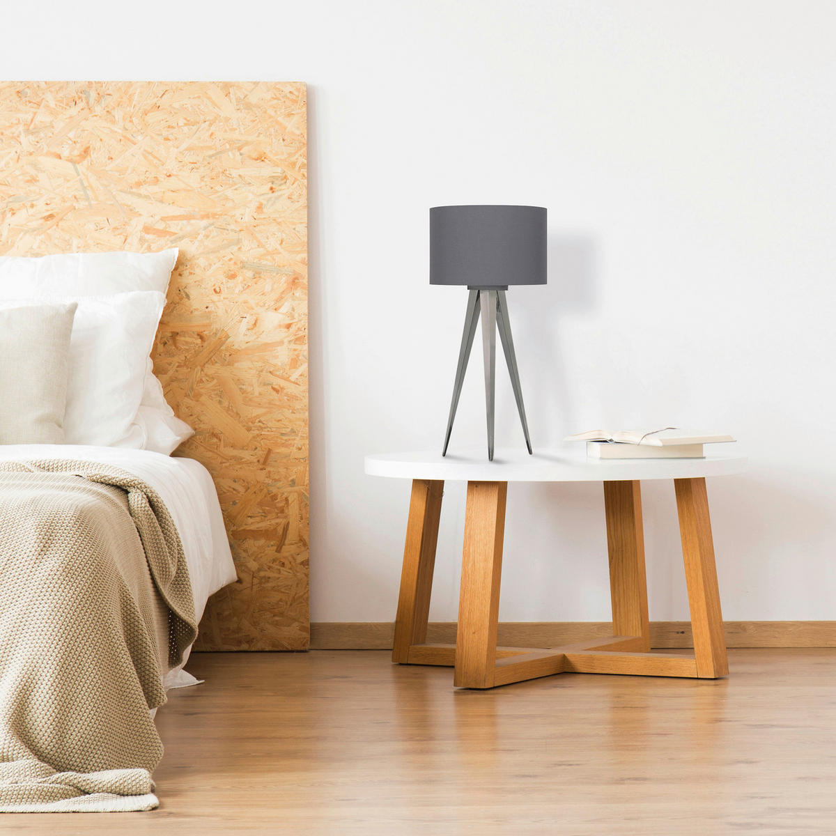 TISCHLEUCHTE Tripod 28/61,5 cm   - Nickelfarben, Basics, Textil/Metall (28/61,5cm) - Näve