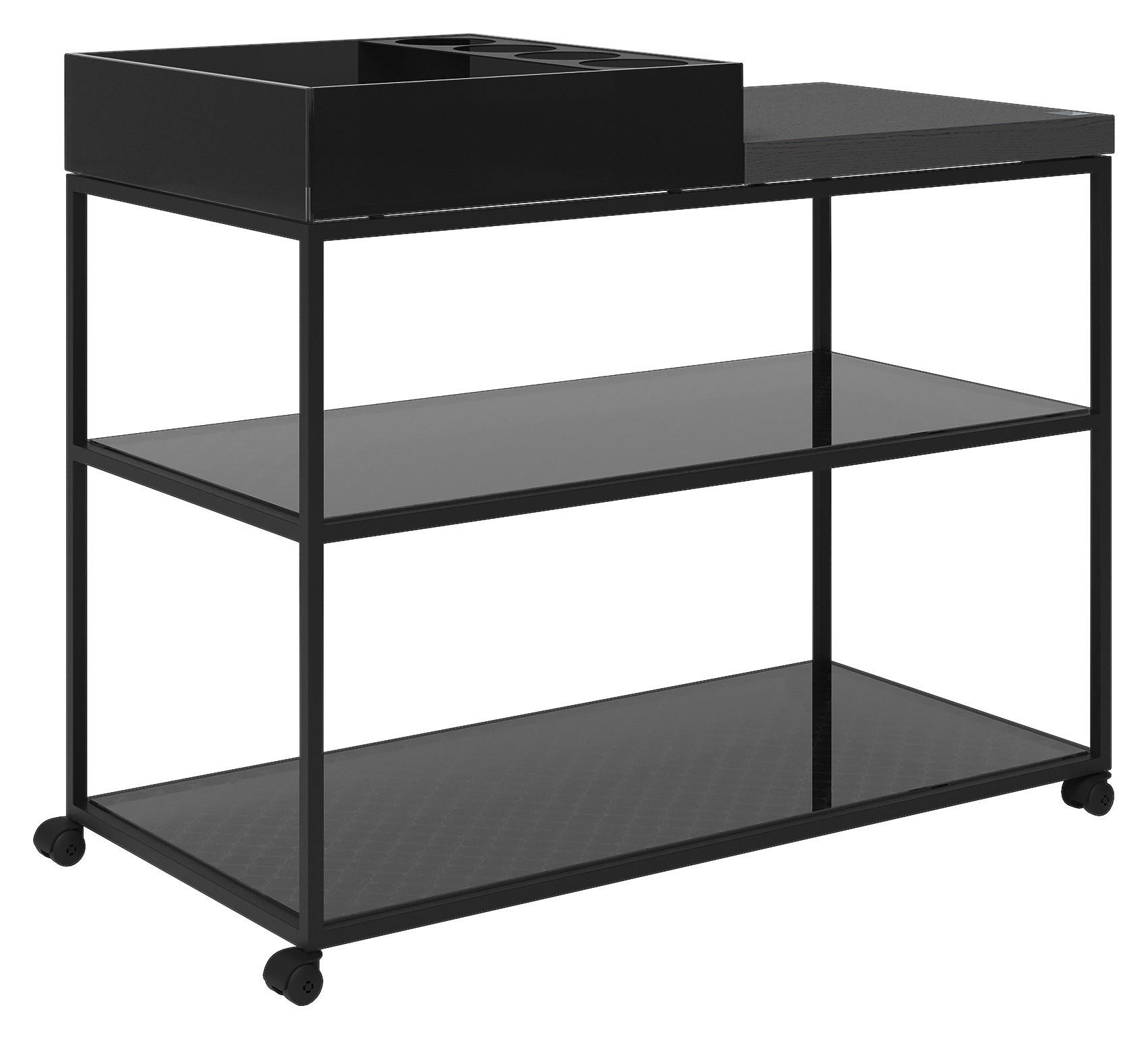 SERVIERWAGEN Grau, Schwarz - Schwarz/Grau, Design, Glas/Metall (90/75/45cm) - Joop!