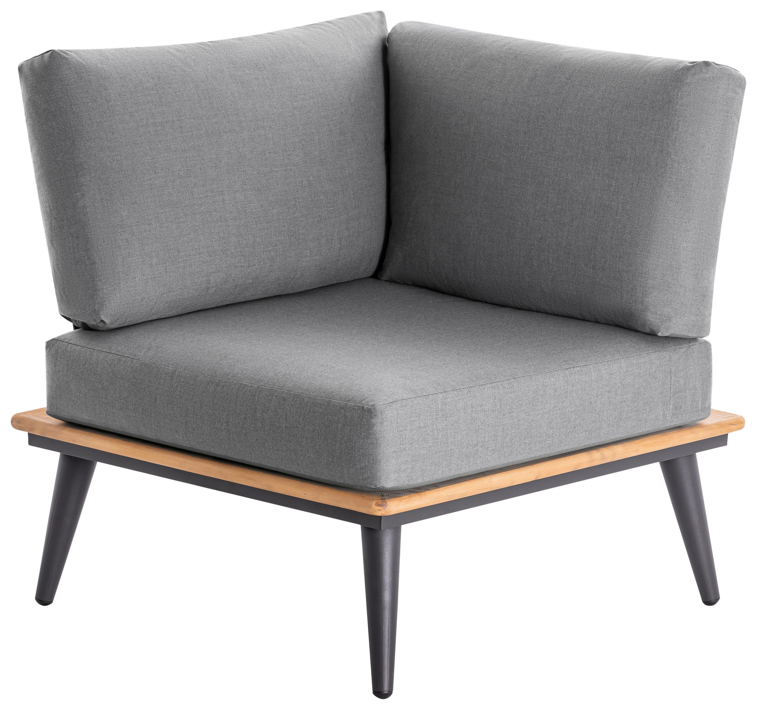 LOUNGEECKTEIL Anthrazit, Teakfarben Teakholz massiv Aluminium - Anthrazit/Grau, Basics, Holz/Textil (81/80/81cm)