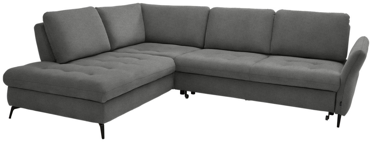 ECKSOFA in Flachgewebe Grau  - Schwarz/Grau, Natur, Textil/Metall (233/288cm) - Valnatura