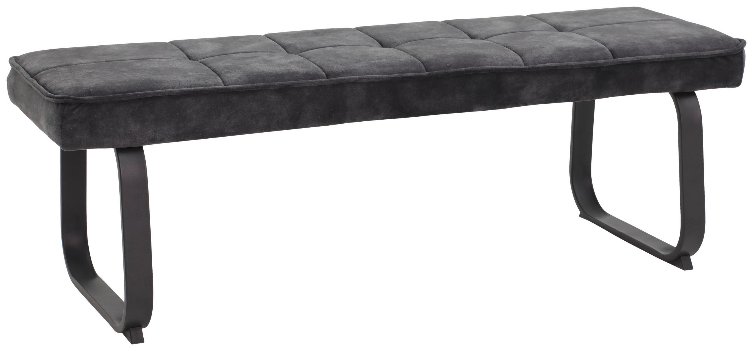 SITZBANK 140/48/45 cm Samt, Velours Anthrazit Metall  - Anthrazit, Design, Textil/Metall (140/48/45cm) - Carryhome