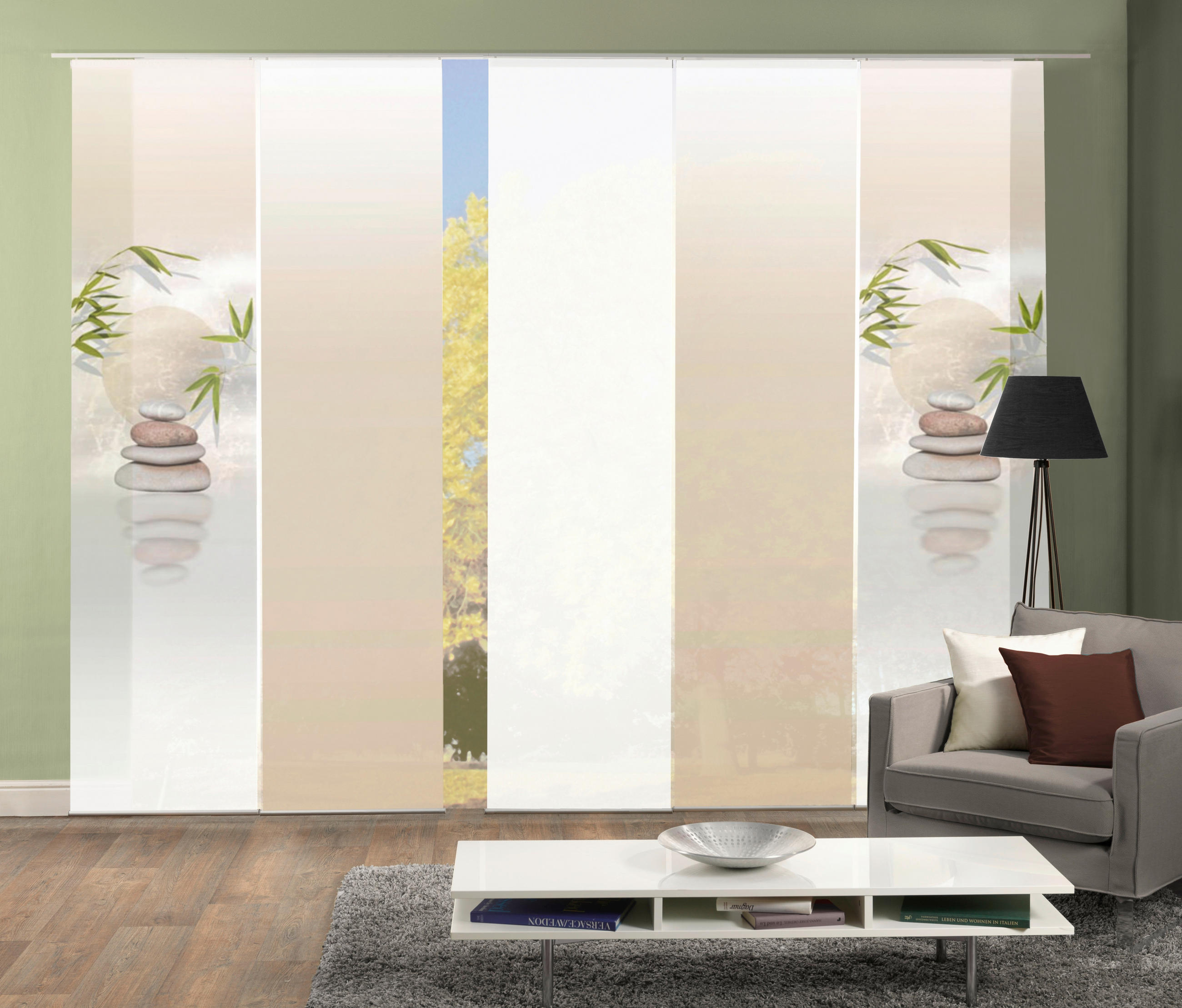 FLÄCHENVORHANG  5 Stück  halbtransparent   60/245 cm  - Naturfarben, Design, Textil (60/245cm)