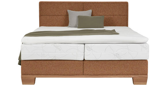 BOXSPRINGBETT 160/200 cm in Orange, Eichefarben - Eichefarben/Orange, Natur, Holz/Textil (160/200cm) - Valnatura