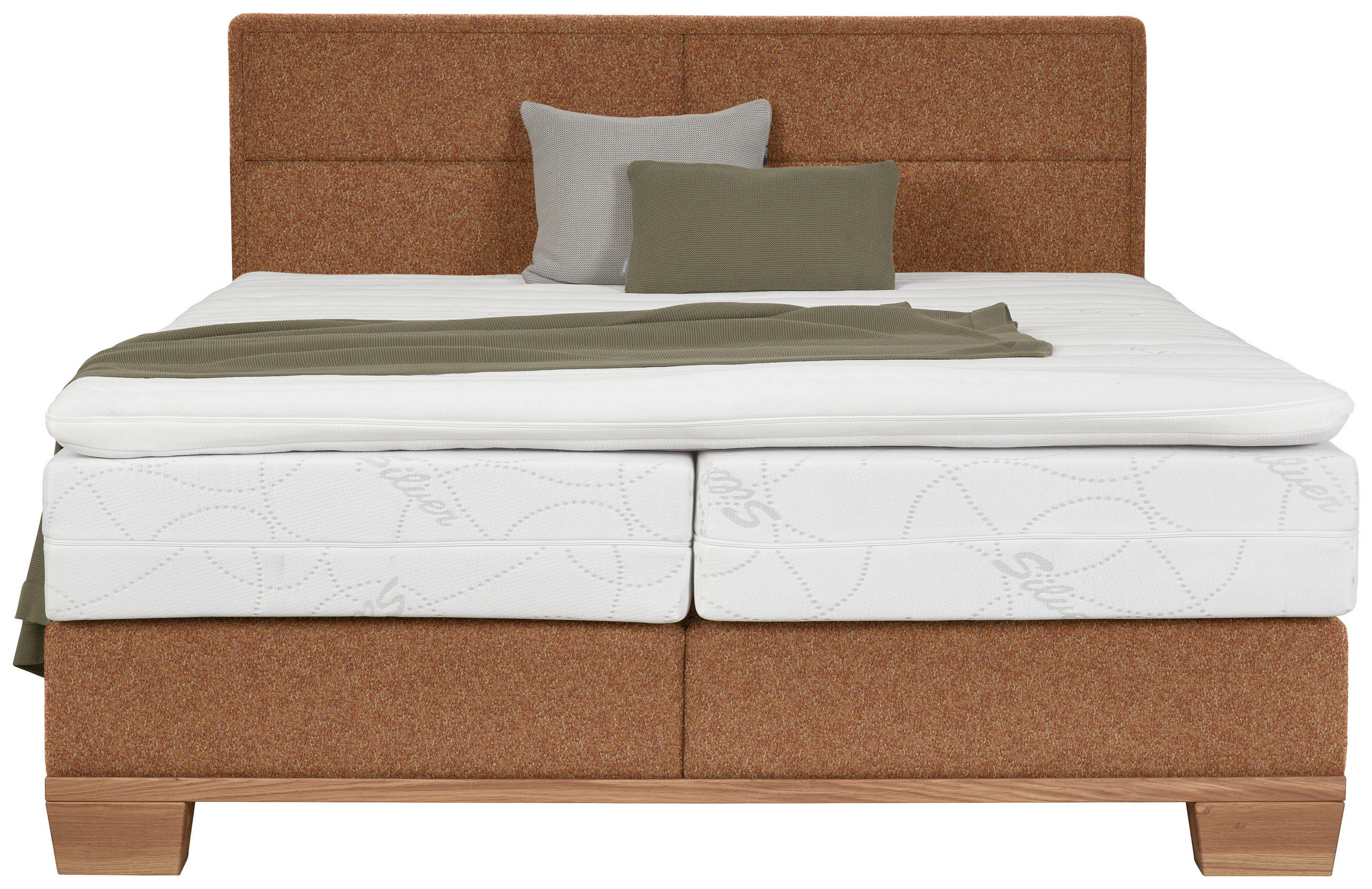 BOXSPRINGBETT 180/200 cm  in Orange, Eichefarben  - Eichefarben/Orange, Natur, Holz/Textil (180/200cm) - Valnatura