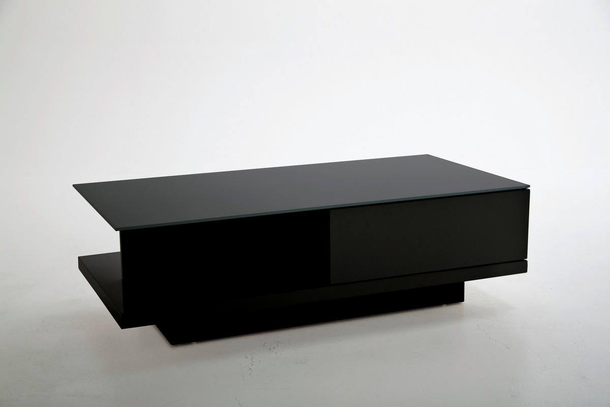 COUCHTISCH Kristallglas 120/60/36 cm rechteckig Schwarz Hochglanz  - Schwarz Hochglanz/Schwarz, Design, Glas/Holzwerkstoff (120/60/36cm) - Livetastic