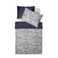 POSTEĽNÁ BIELIZEŇ, makosatén, tmavomodrá, sivomodrá, 140/200 cm  - sivomodrá/tmavomodrá, Lifestyle, textil (140/200cm) - Fleuresse