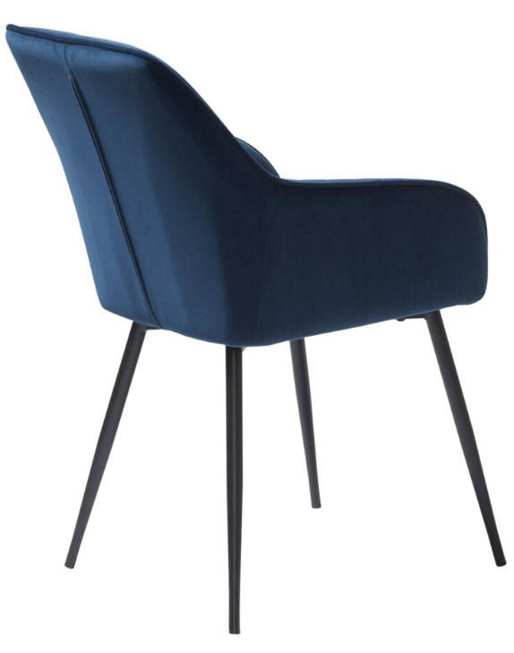 STOL MED ARMSTÖD sammet  - blå/svart, Design, metall/textil (58/84/59,5cm) - Niels Andersson