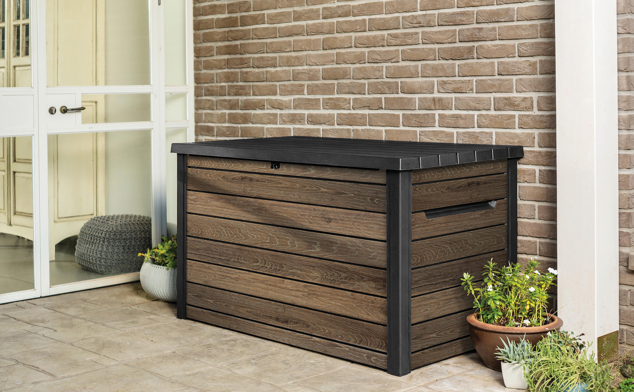 ÚLOŽNÝ BOX NA SEDENIE, plast, 147/86/83 cm - farba vlašského orecha, Basics, plast (147/86/83cm) - Ambia Garden